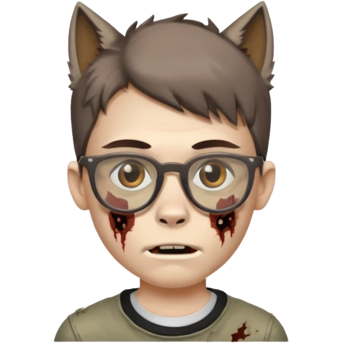 boy zombie with a brown wolf cut and glasses emoji