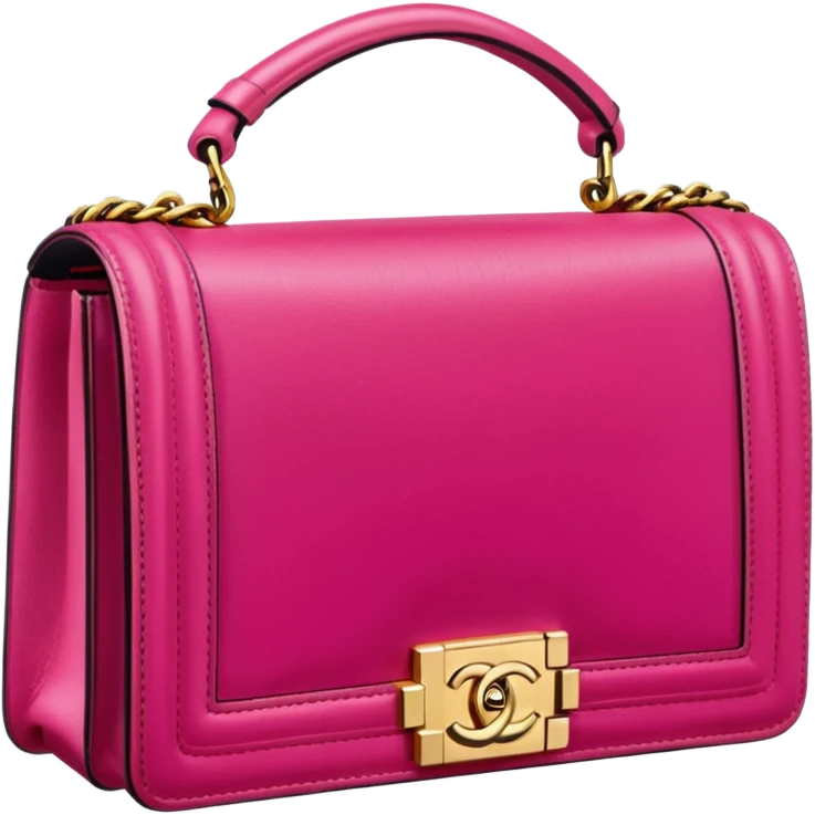 chanel le boy bright pink bag with gold hardware emoji