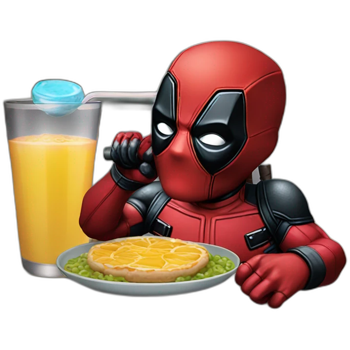 Deadpool tomando una bebida emoji