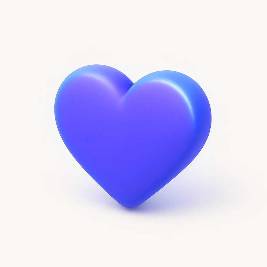 purple heart, blue highlights, no text emoji