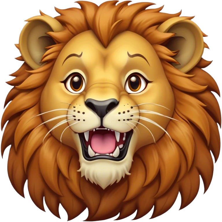 Cinematic Comical Lion Portrait Emoji, Head tilted dramatically with an exaggeratedly amused expression, featuring a striking tawny Fur with a flamboyant mane and wide, expressive amber eyes filled with playful disbelief, Simplified yet hilariously expressive features, highly detailed, glowing with a slightly sassy glow, high shine, dramatic yet playful, stylized with an air of cheeky jungle mischief, bright and endearing, soft glowing outline, capturing the essence of a spirited and over-the-top lion, so meme-worthy it feels like it could roar its way into internet fame instantly! emoji
