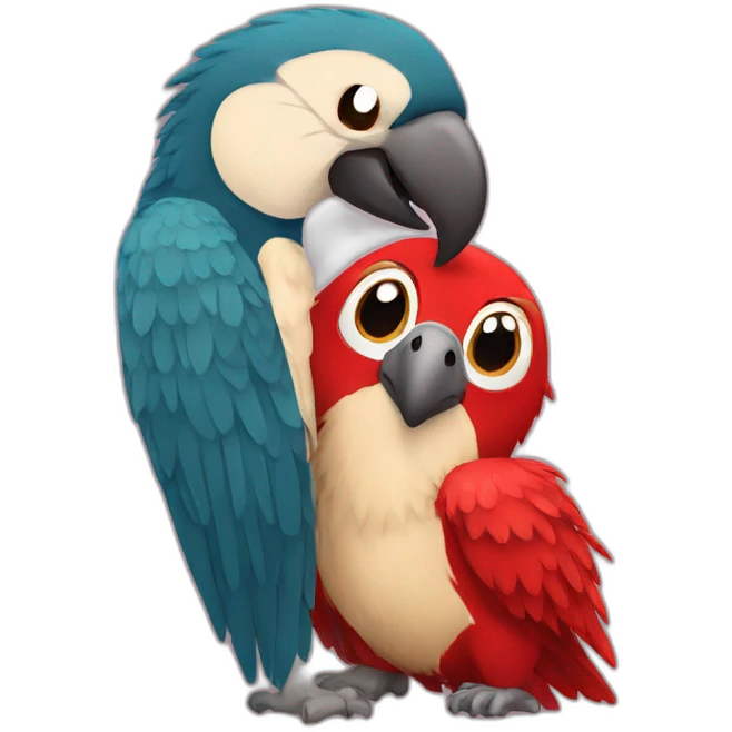 Red Macaw hugging hedgehog emoji