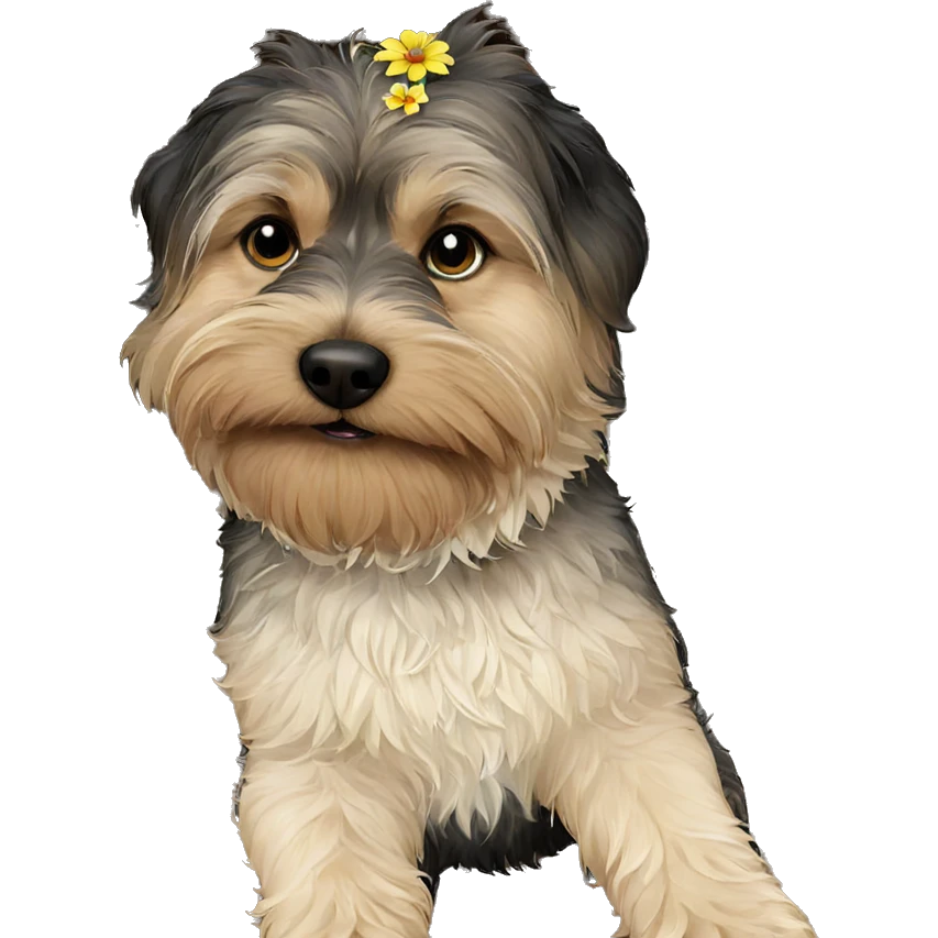 dog surrounded by flowers indoors emoji