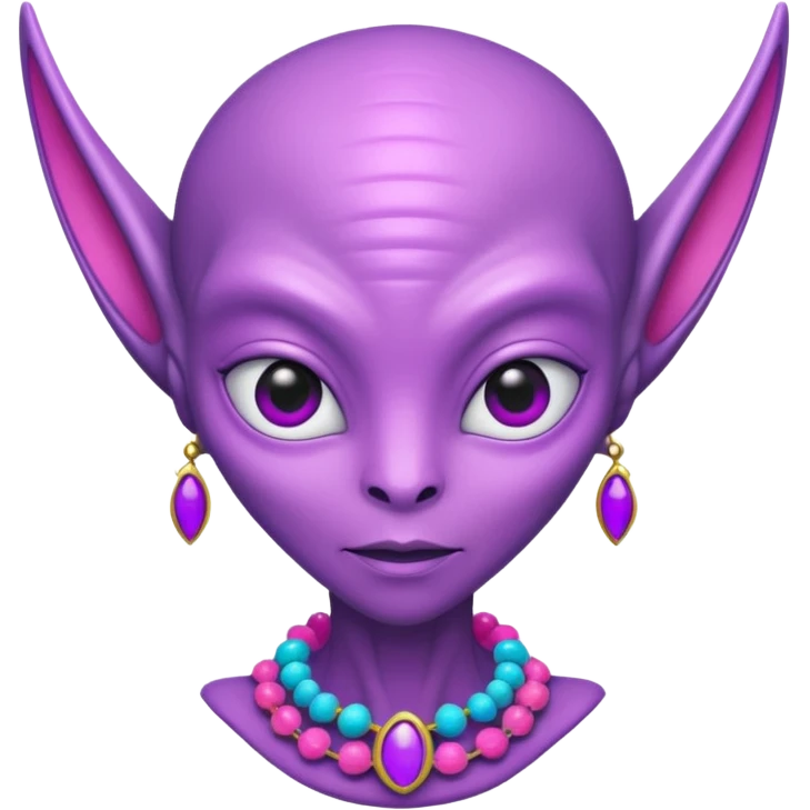 alien living in desert, pink/purple colorful, accessories, just face  emoji