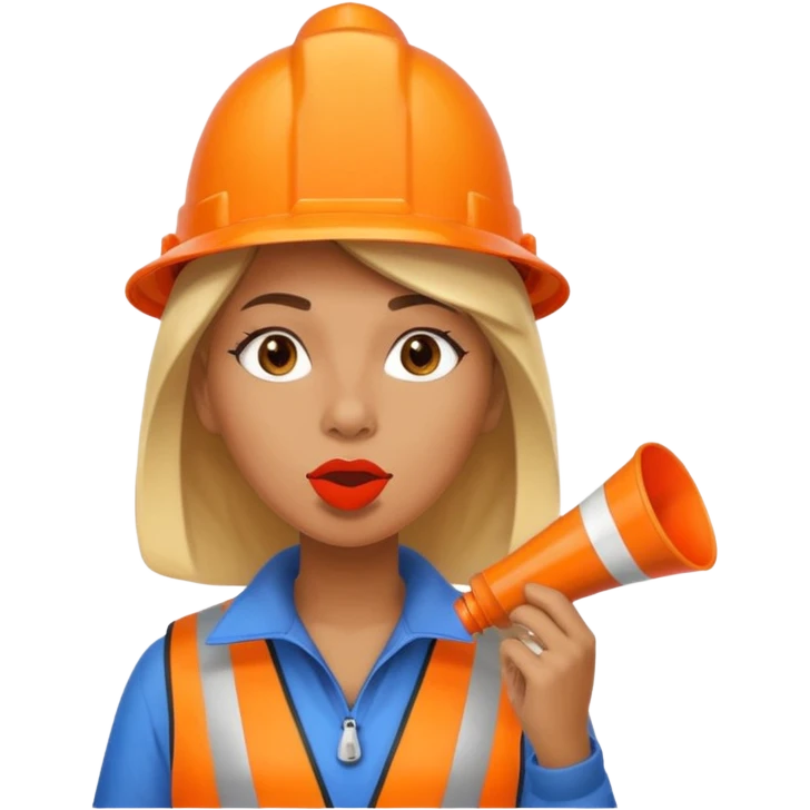 ağzında düdük kafasında huni olan kadın emoji