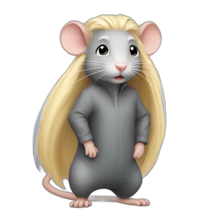 Rat standing with long blond hair emoji