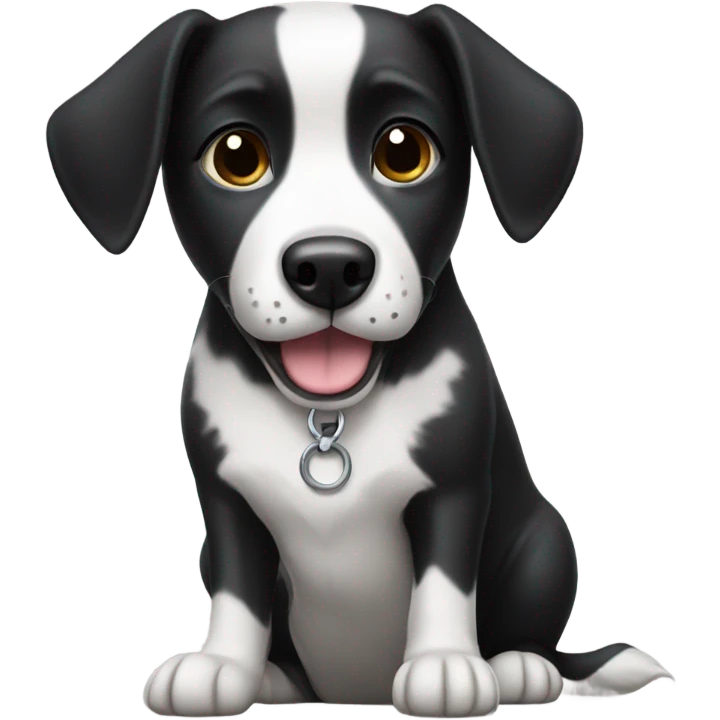 black and white dog on walk emoji