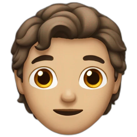 A dark man with brown eyes and medium length hair emoji