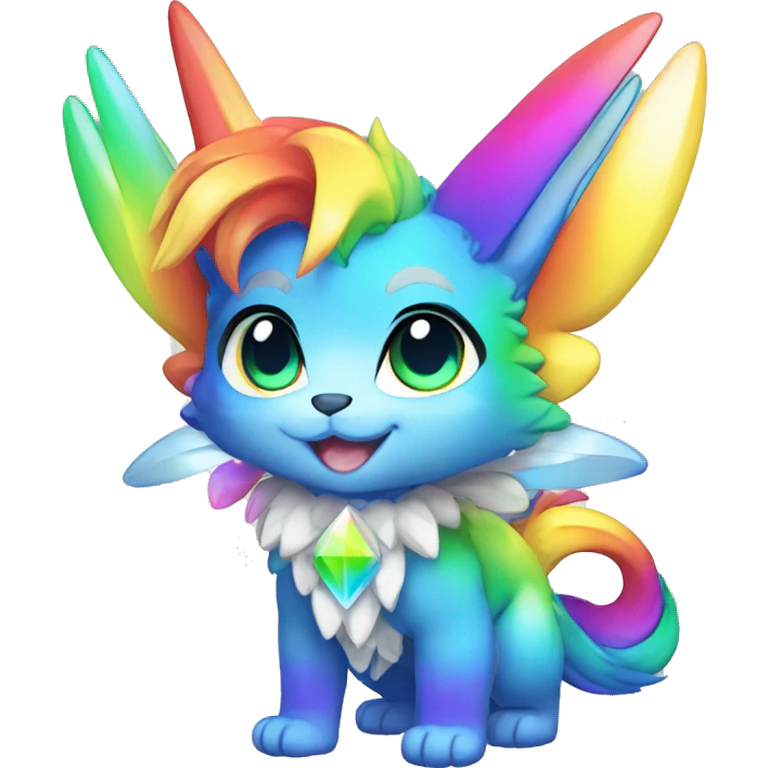 a anthro chibi-style colorful rainbow-gradient-shiny gem-sparkle-Fakémon-hybrid full body emoji