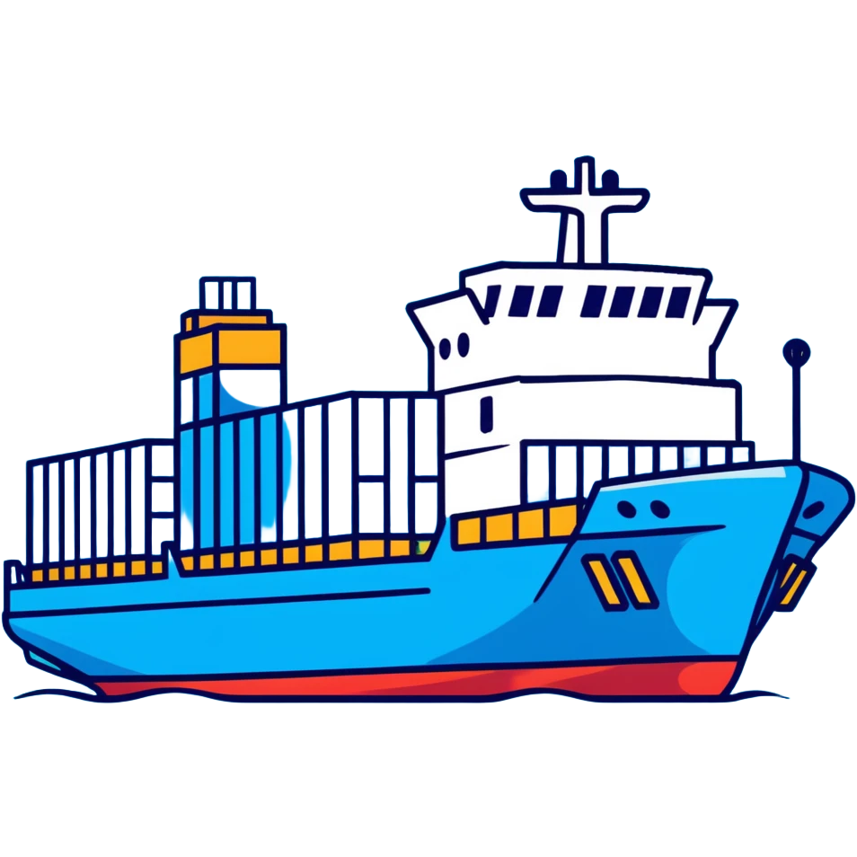 Cargo container ship in ocean emoji