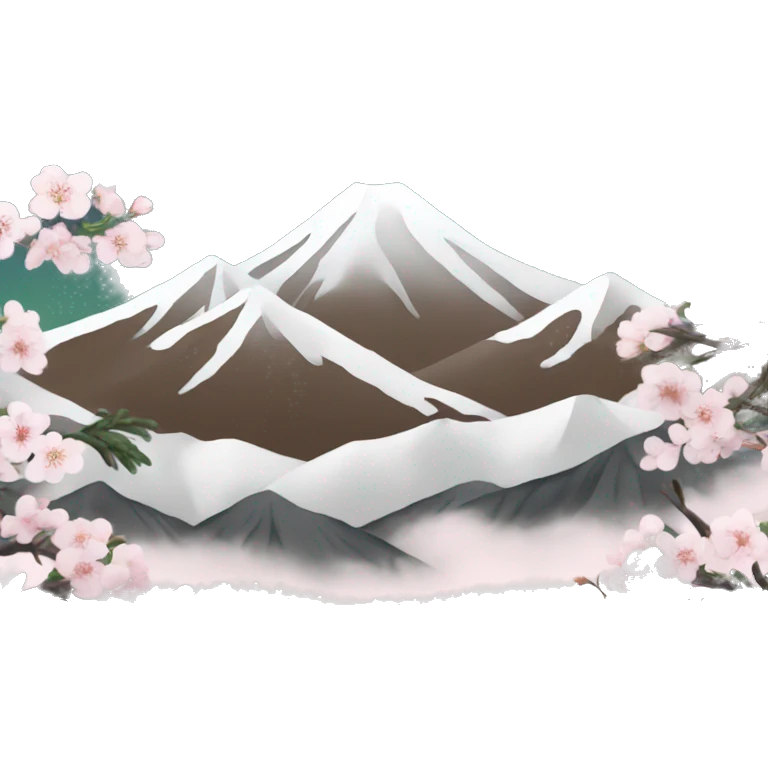 Create an emoji with the image of Mount Hallasan, symbolizing the nature of South Korea. Add pine trees or cherry blossoms for detail emoji