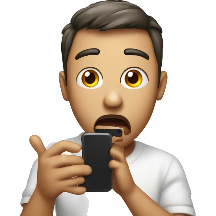 emoji with shock emotion holding iPhone smartphone emoji