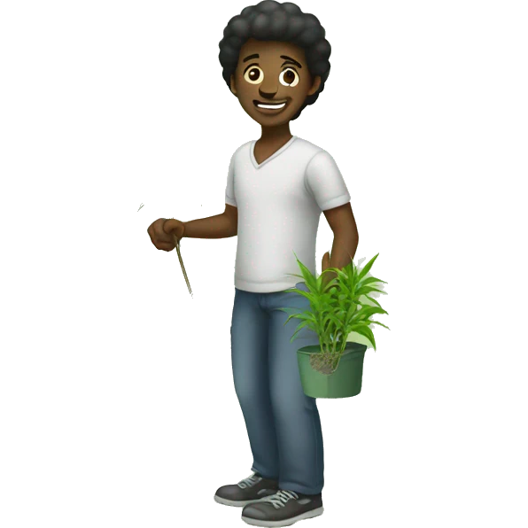 Black person picking weeds emoji