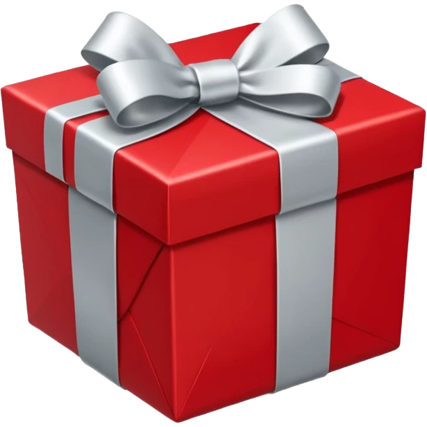 red gift box wrapped with silver ribbon emoji