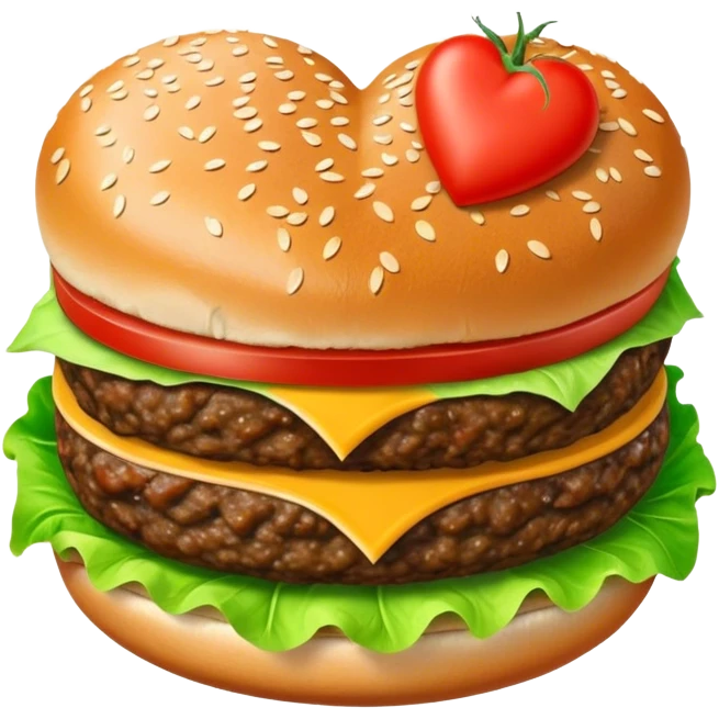 A heart shaped burger  emoji