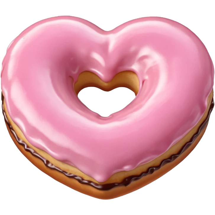 Realistic isolated heart shaped donut with pale pink frosting. emoji
