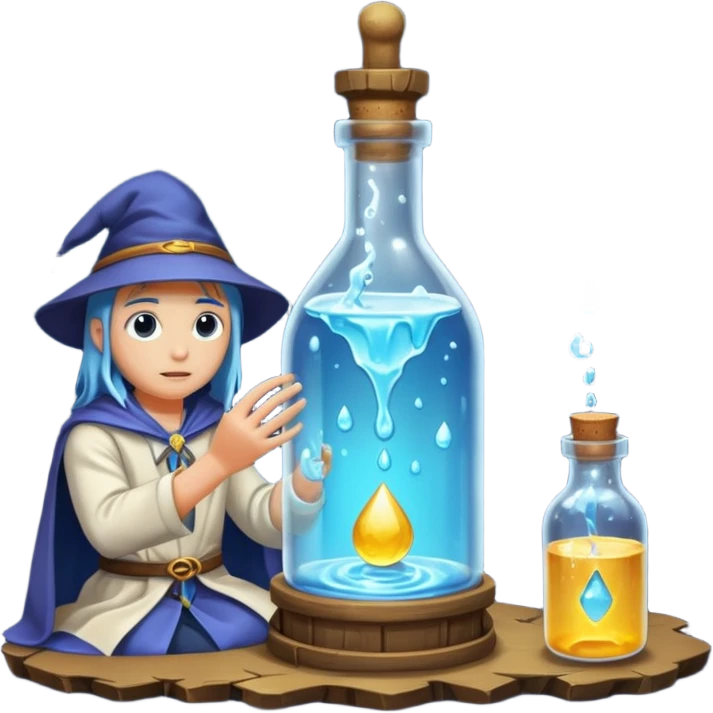 human rune alchemist catching dripping moonlight in bottle emoji