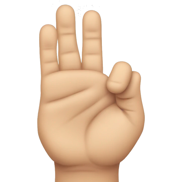 4 fingers up with thumb tucked, and looking at the knuckles of the hand  emoji