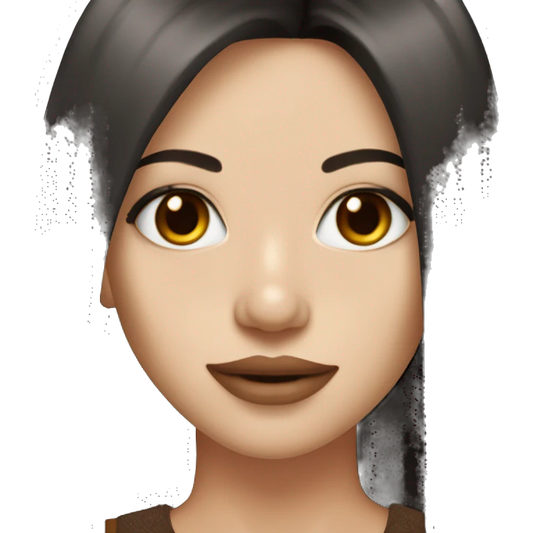A girl with long black straight hair white skin lip filler brown eyes in a rich people outfit  emoji
