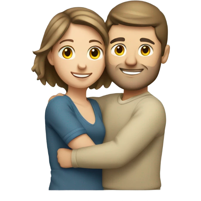 light brunette caucasian couple hugging  emoji