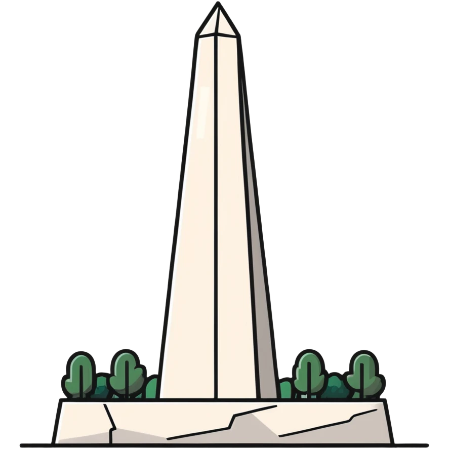 The Obelisk of Buenos Aires, a tall white stone monument with a pointed top, standing alone, iconic landmark of Argentina emoji