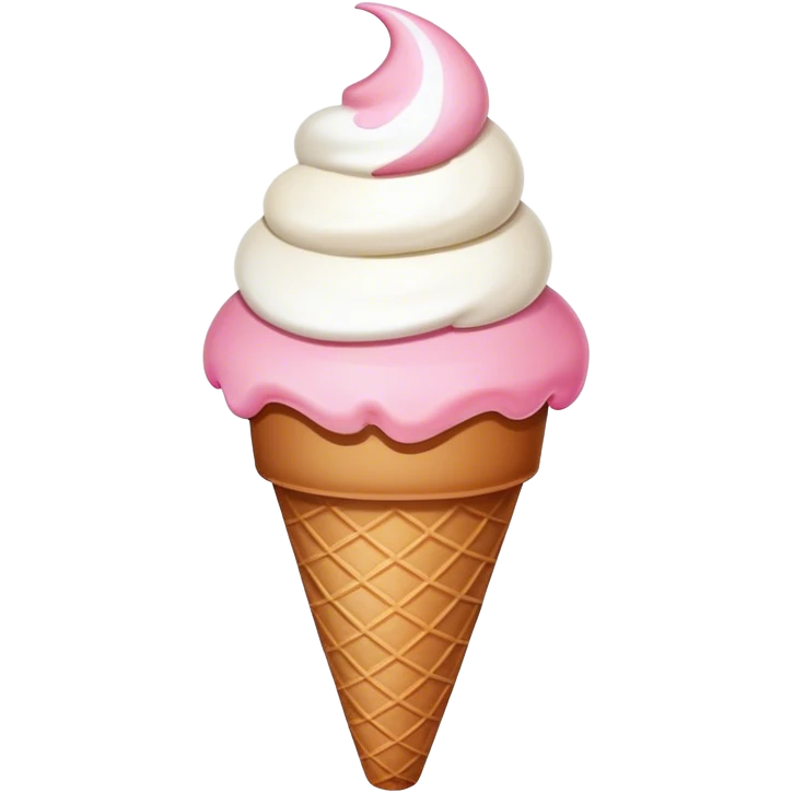 Pink, white, and brown ice cream cone emoji