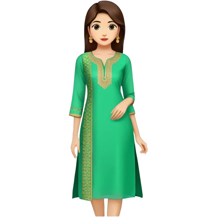 A-line green kurti with mirror work and side slits emoji
