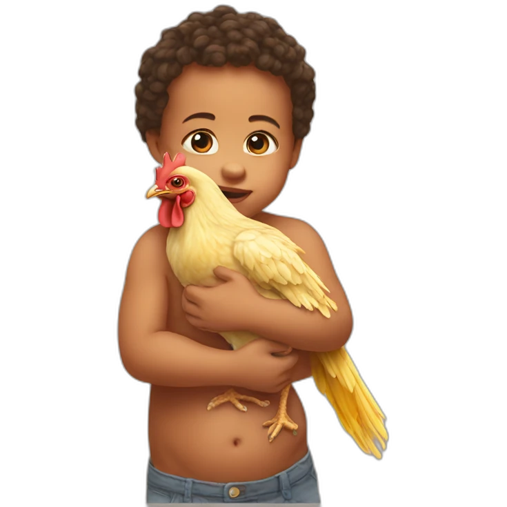 baby grabbing chicken by neck emoji
