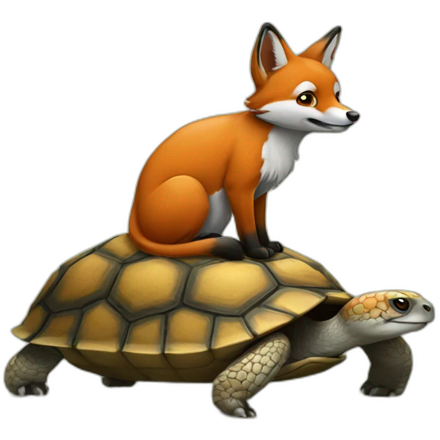 Renard sur tortue emoji
