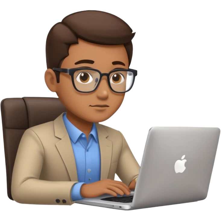 american bussiness man technologist working on a laptop watching graphics emoji