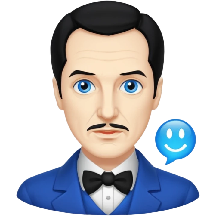 Vincent Price with blue eyes, black hair emoji