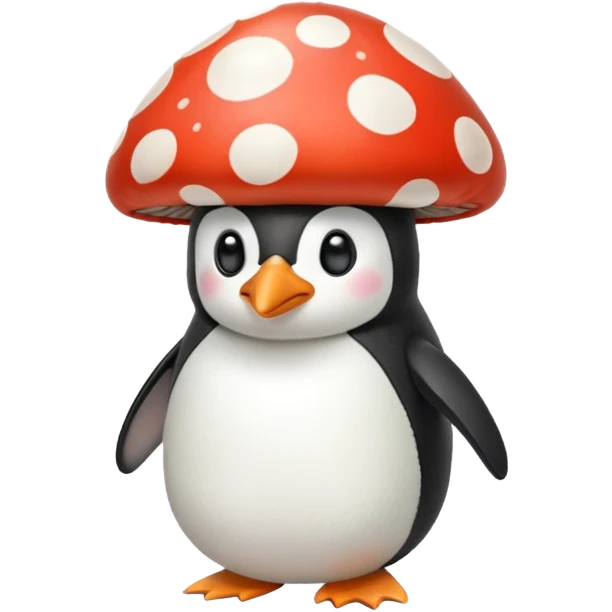 Penguin mushroom emoji