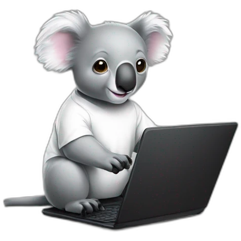 koalas-wearing-square-and-white-tee-working-on-a-black-laptop emoji