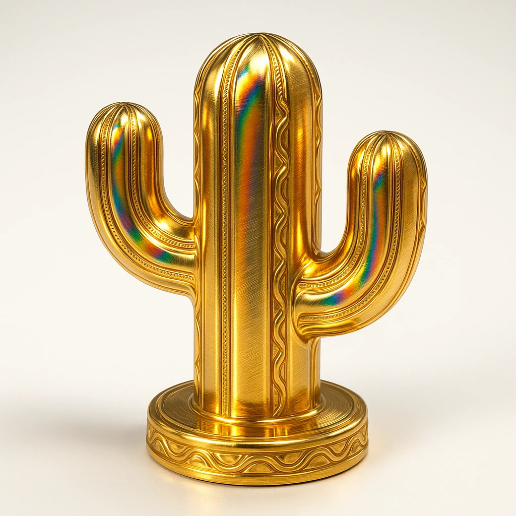 double cactus with rainbow colors, shiny golden highlights, vibrant and eye-catching look emoji