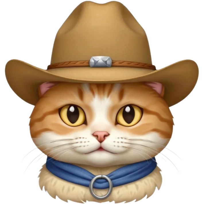 Tired cat wearing cowboy hat emoji