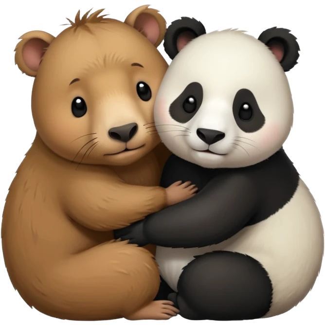 Capybara qui font un câlin avec un panda emoji