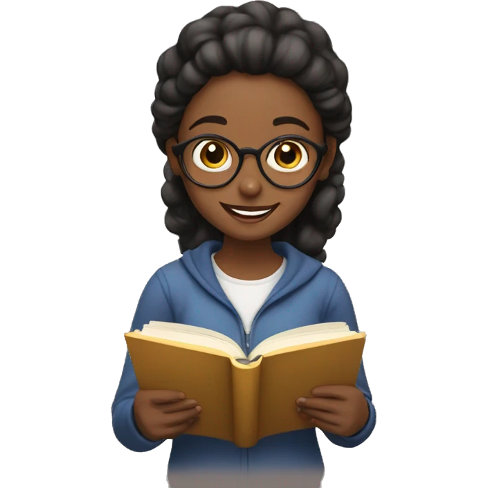 girl happily reading a book emoji