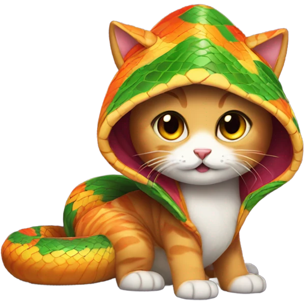 cute cat in a cute snake costume emoji