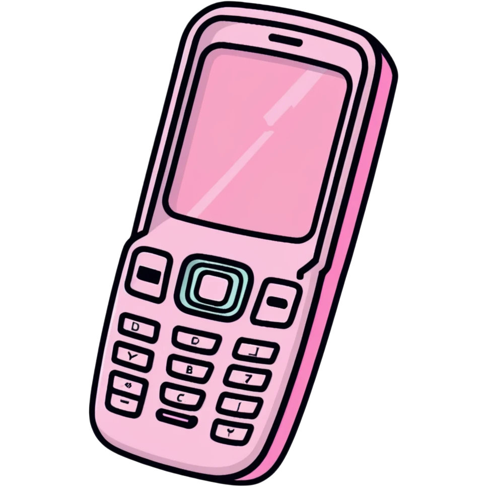 Pink Y2K flip phone with glittery metallic finish and cyber aesthetic emoji