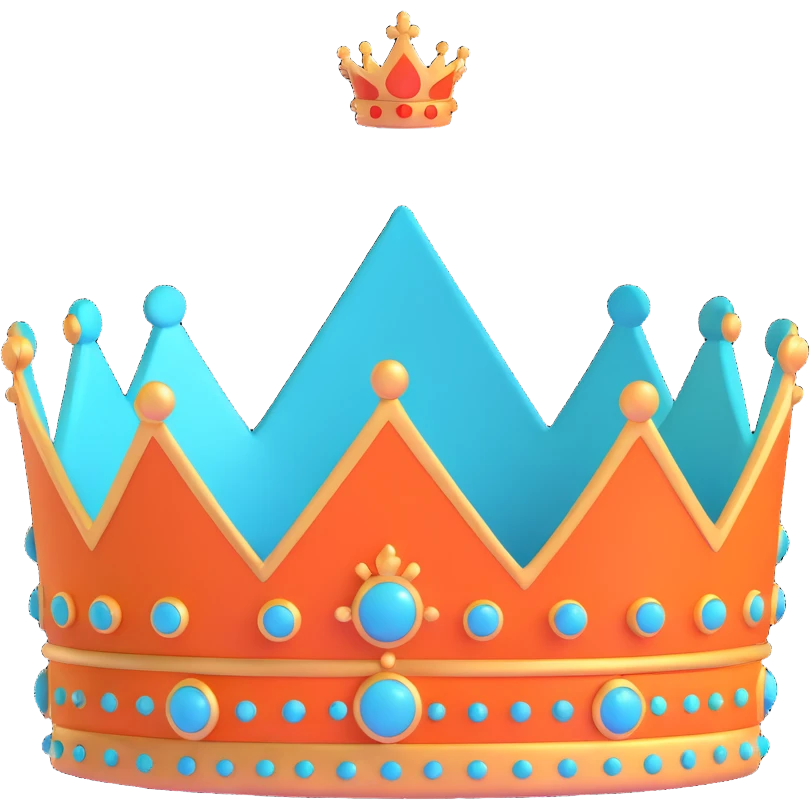 teal and orange royal crown emoji