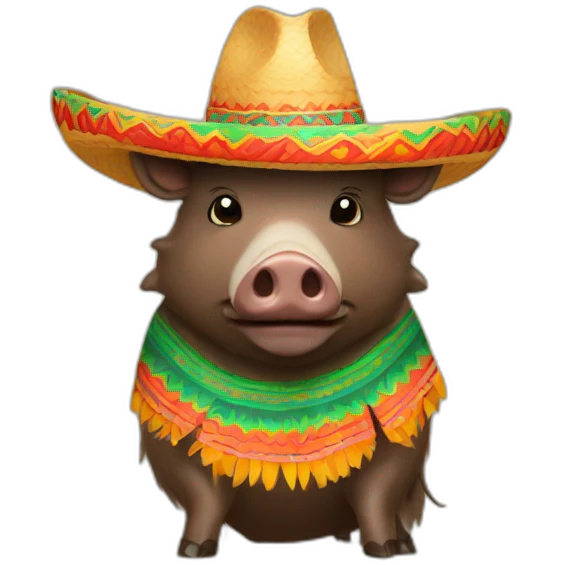 Boar in Mexican hat emoji