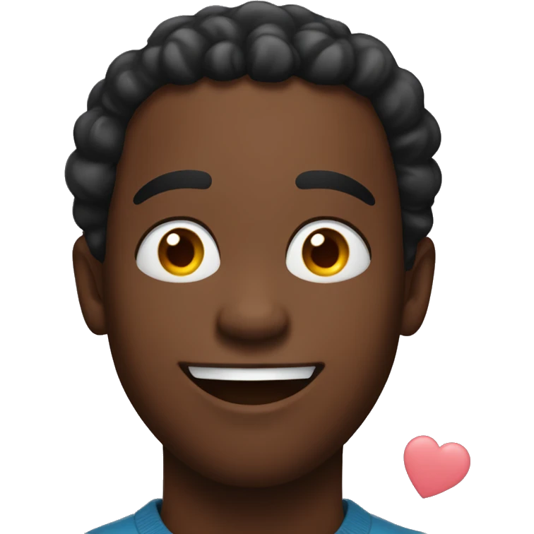 Black man  smiling and rolling his eyes with hearts around his head emoji
