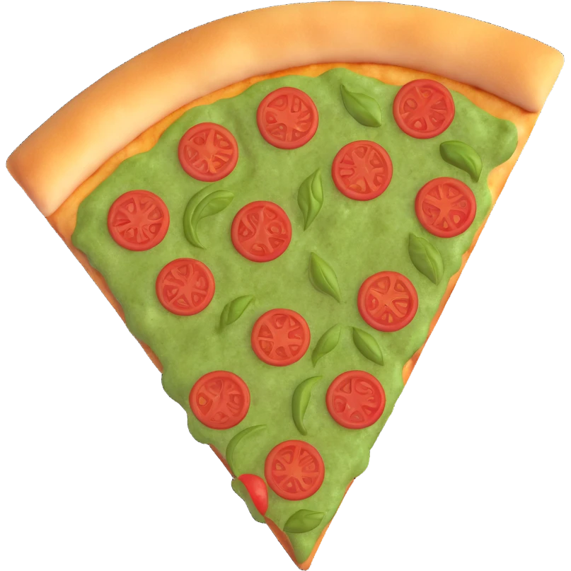 pesto pizza slice, 3d emoji style, cute, detailed emoji