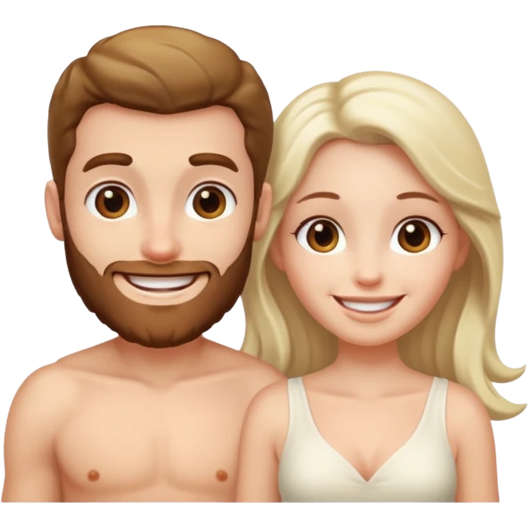 happy white Adam and Eve standing next to each other, fully visible without background emoji