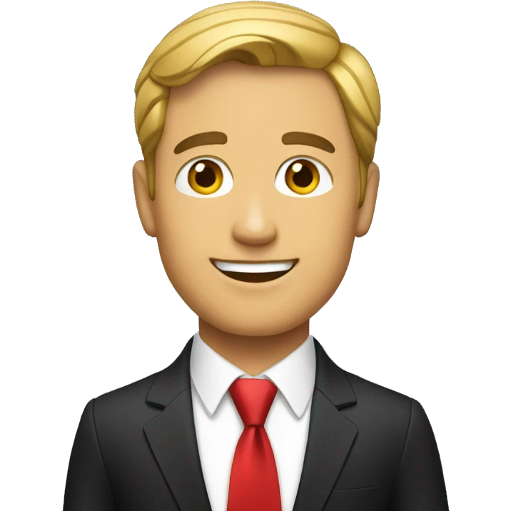 a male news anchor wearing a red tie black suit emoji