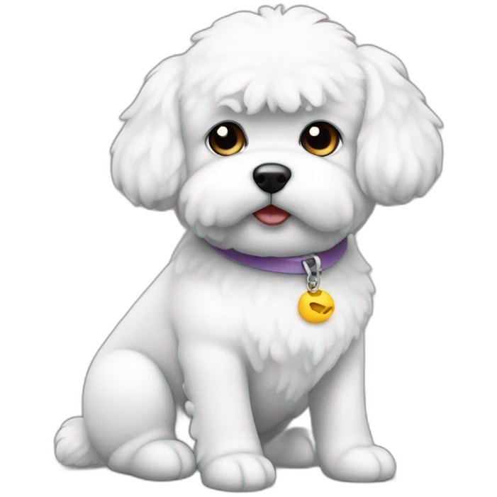 A sitting bichon who tilts his head to the side  emoji