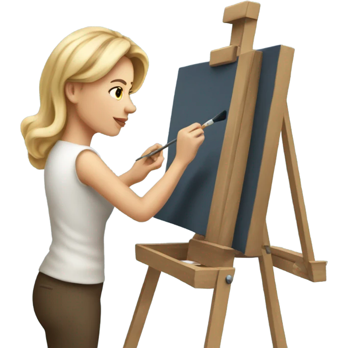 A Caucasian female artist, painting at easel emoji