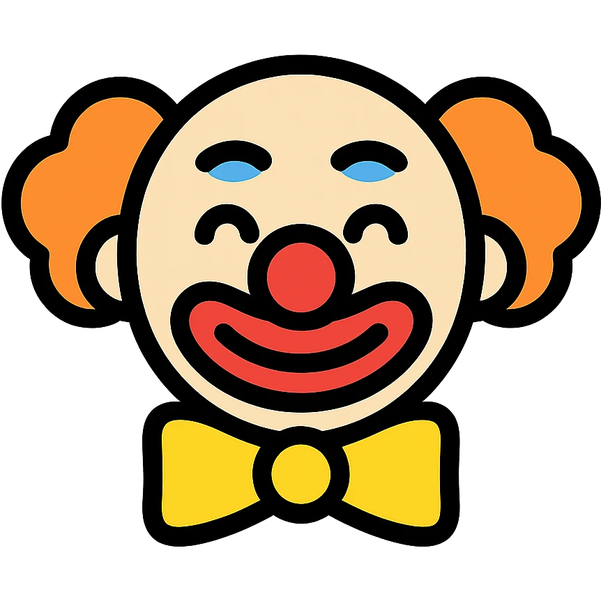clown face icon in color with black outlines emoji