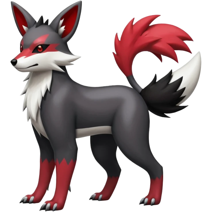 White, black and red Obstagoon-Umbreon-Zangoose-fusion (full body) emoji