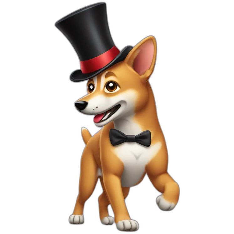 Dancing dingo in a top hat emoji